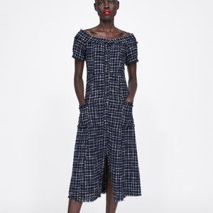 NWT Zara Tweed Midi Dress